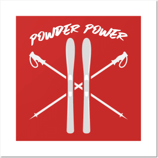 Powder Power, Skier T-shirt, Snowboarding T-Shirt, Winter Hoodie, Ski Design Posters and Art